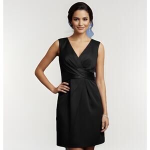 NWT Black Sleeveless Sheath Knee Dress Sz 12 Suplice Ruched V-Neck Empire Waist